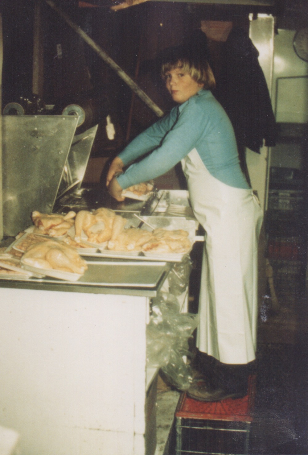 Young Steve at the butcher counter